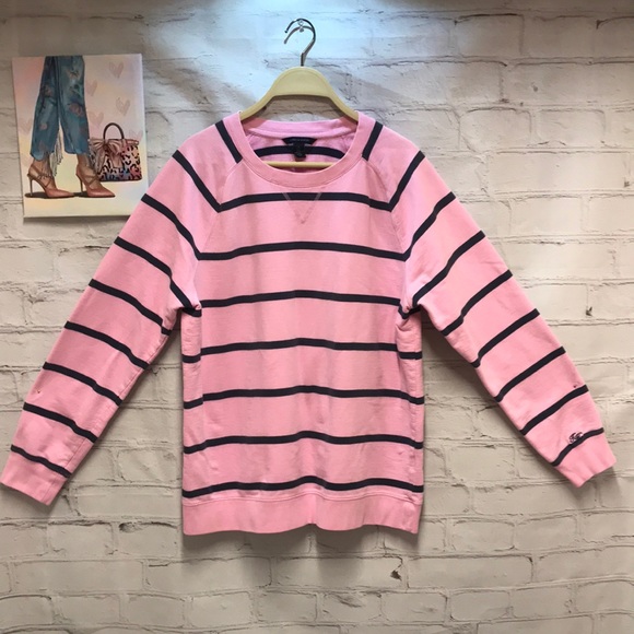 Tommy Hilfiger Tops - TOMMY HILFIGER BUBBLEGUM PINK SWEATSHIRT-SWEATER WITH STRIPES SIZE XL